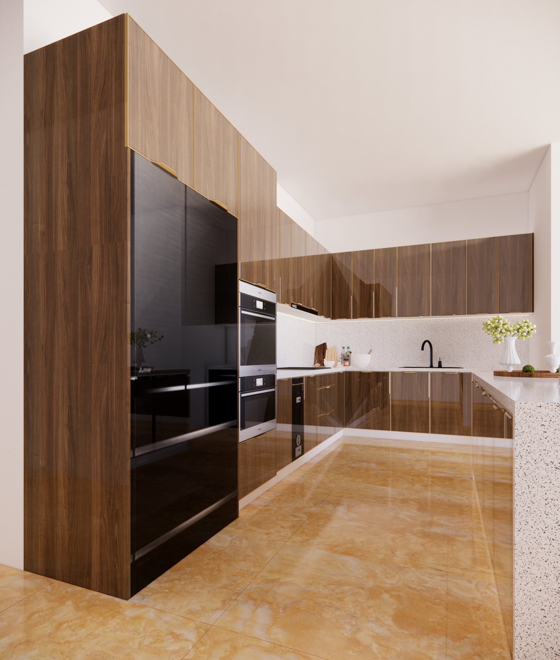 tủ bếp inox cánh nhựa