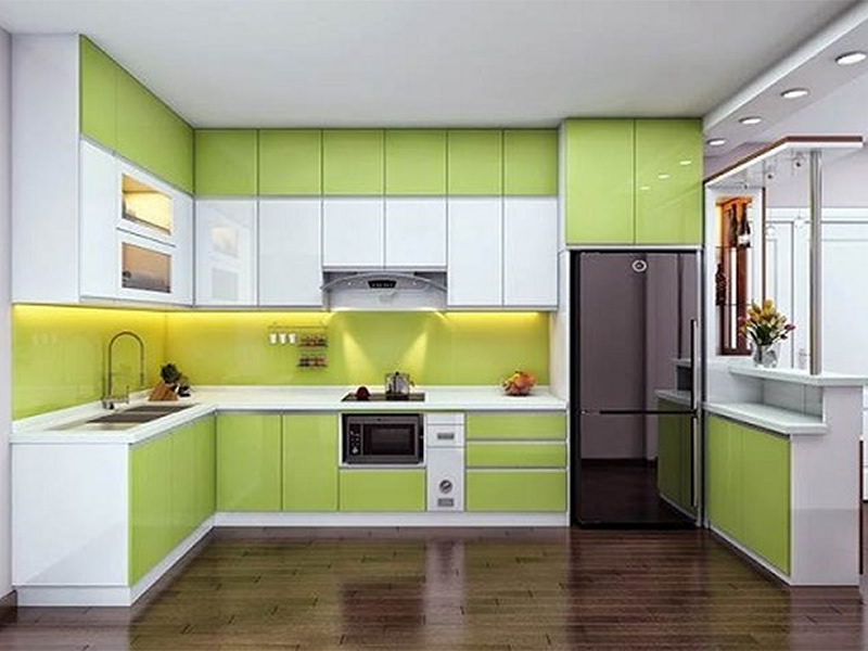 tủ bếp inox cánh nhựa