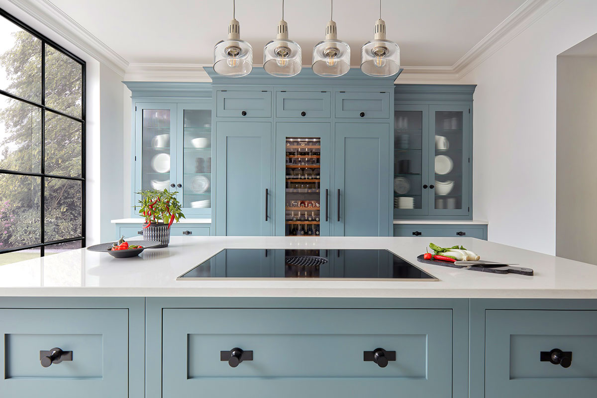 tủ bếp màu xanh