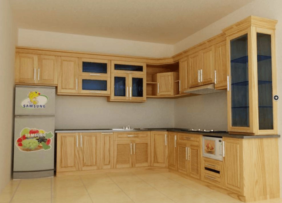 tủ bếp gỗ sồi