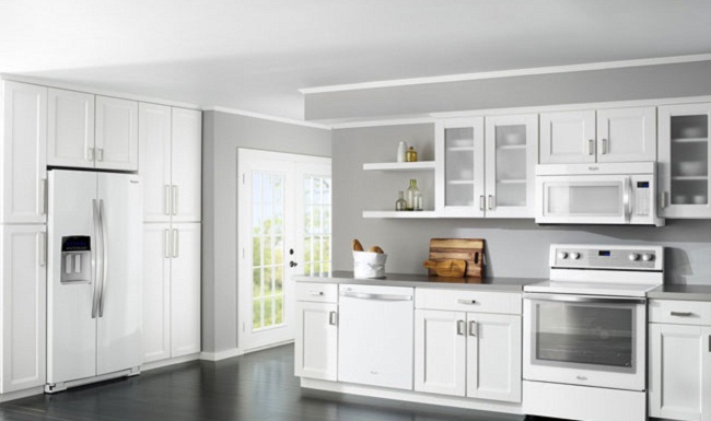 tủ bếp nhôm kính trắng