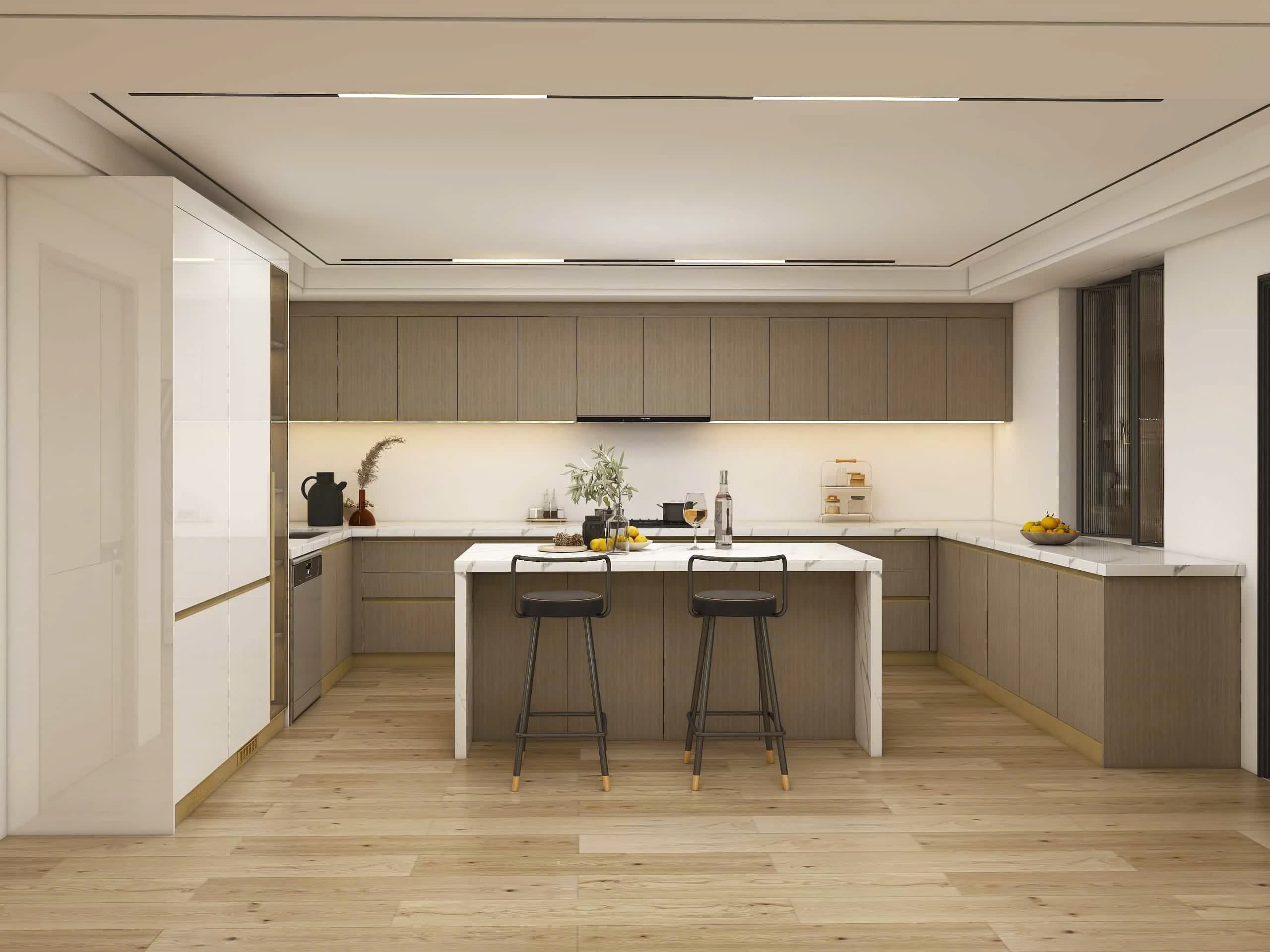 tủ bếp mdf phủ melamine