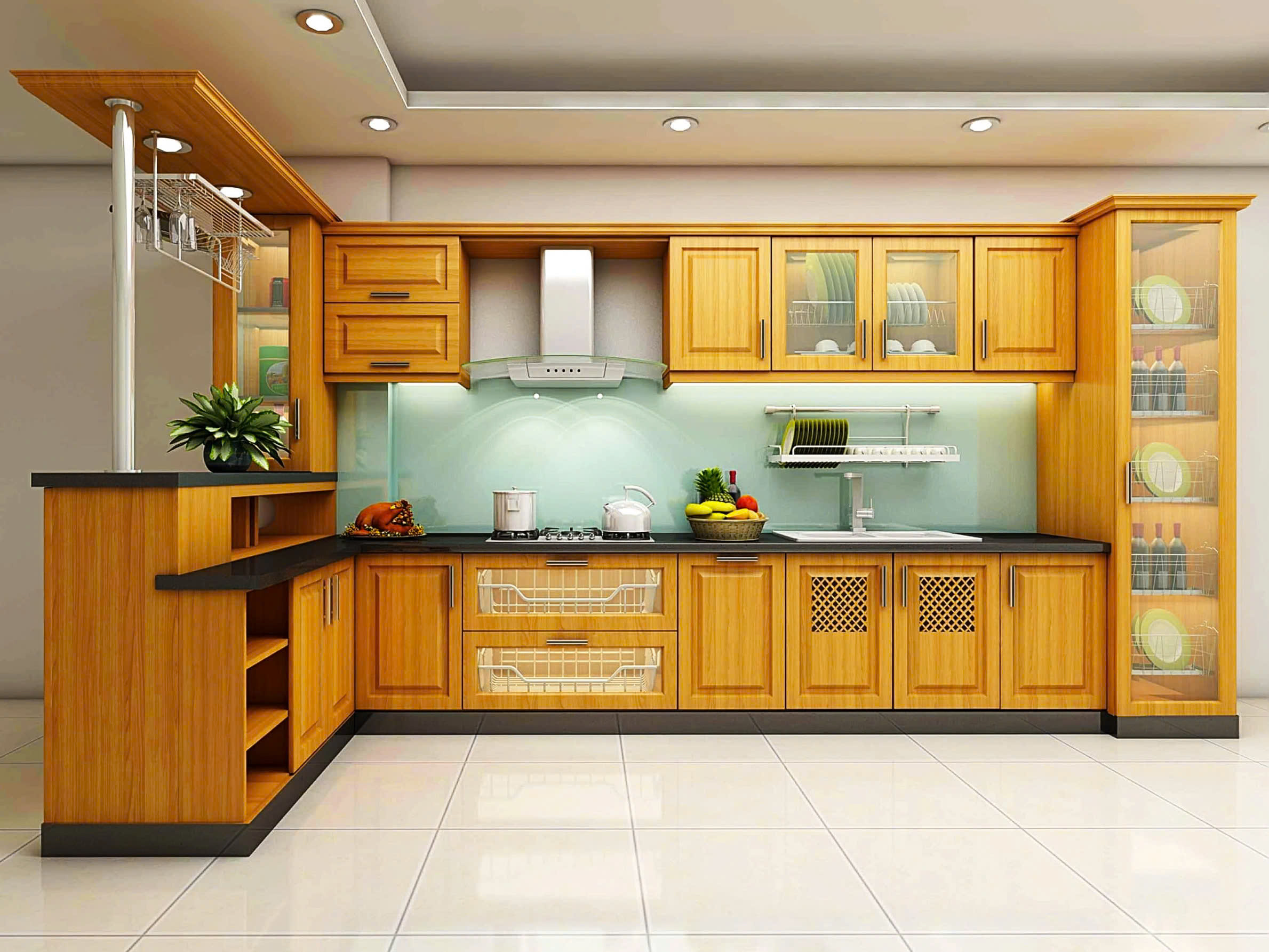 tủ bếp nhôm hệ 55