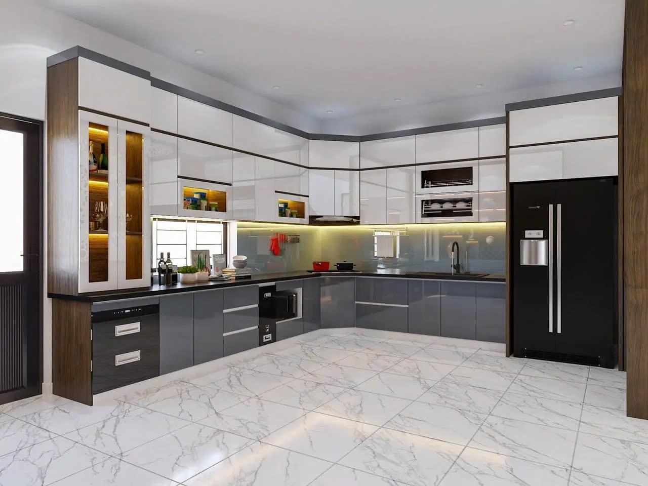 tủ bếp góc xéo