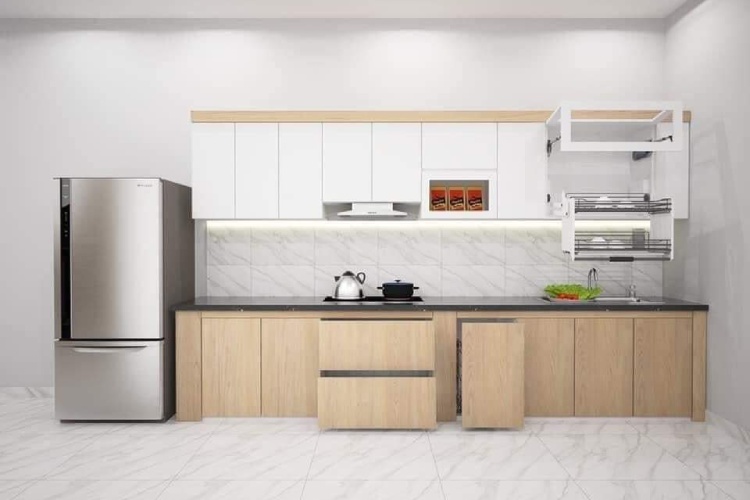 tủ bếp mdf phủ melamine