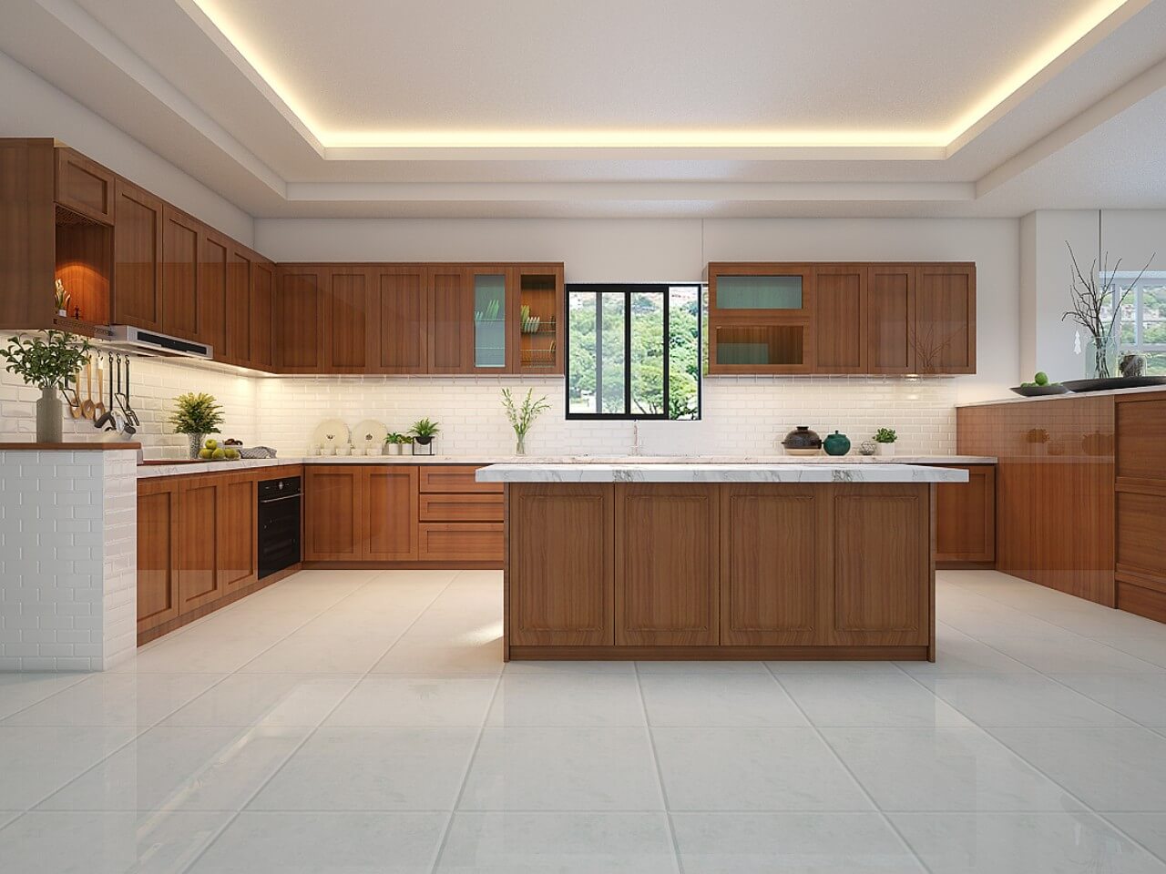 tủ bếp gỗ gõ đỏ