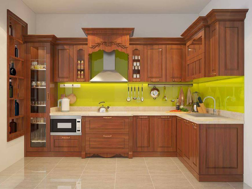 tủ bếp gỗ xoan đào