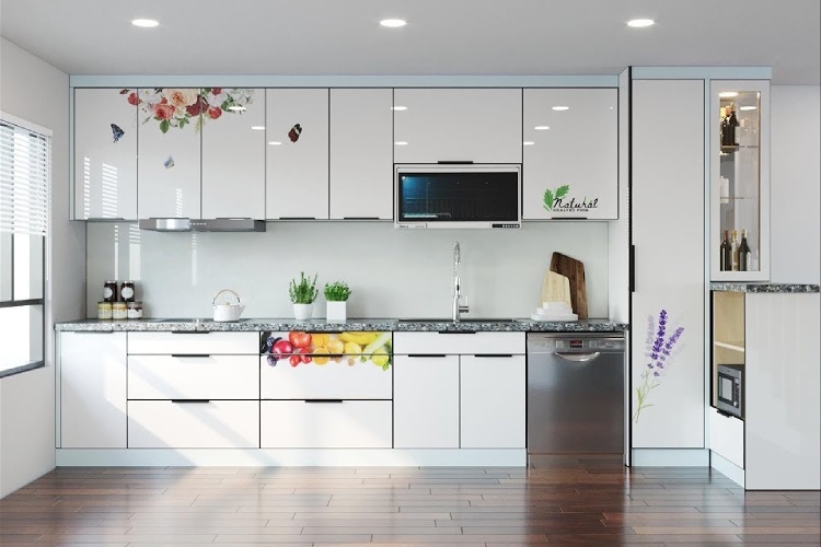 tủ bếp nhôm giả gỗ