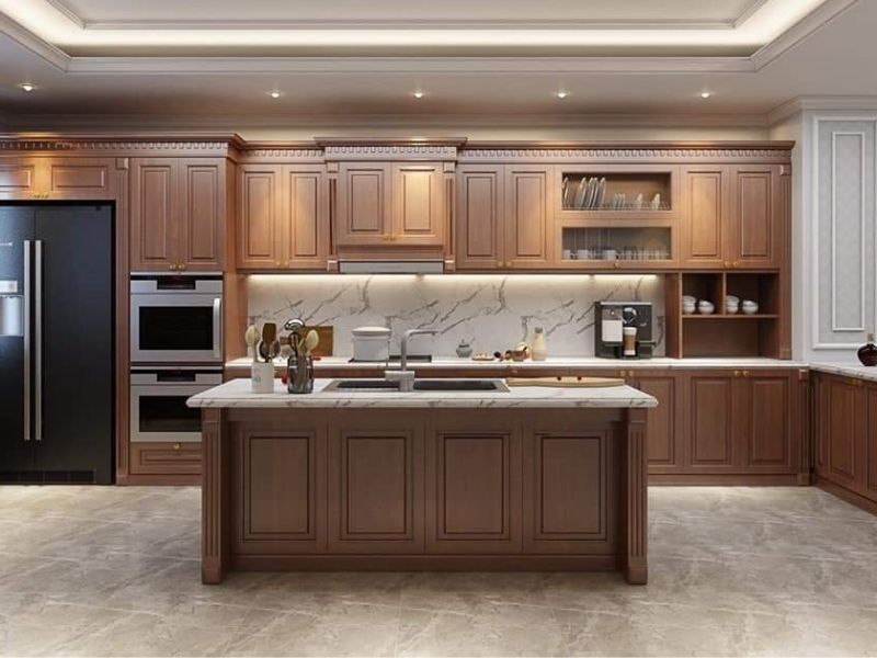 tủ bếp gỗ tự nhiên