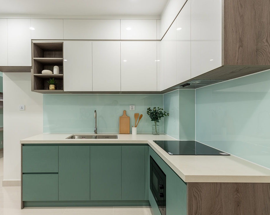 tủ bếp inox cánh acrylic