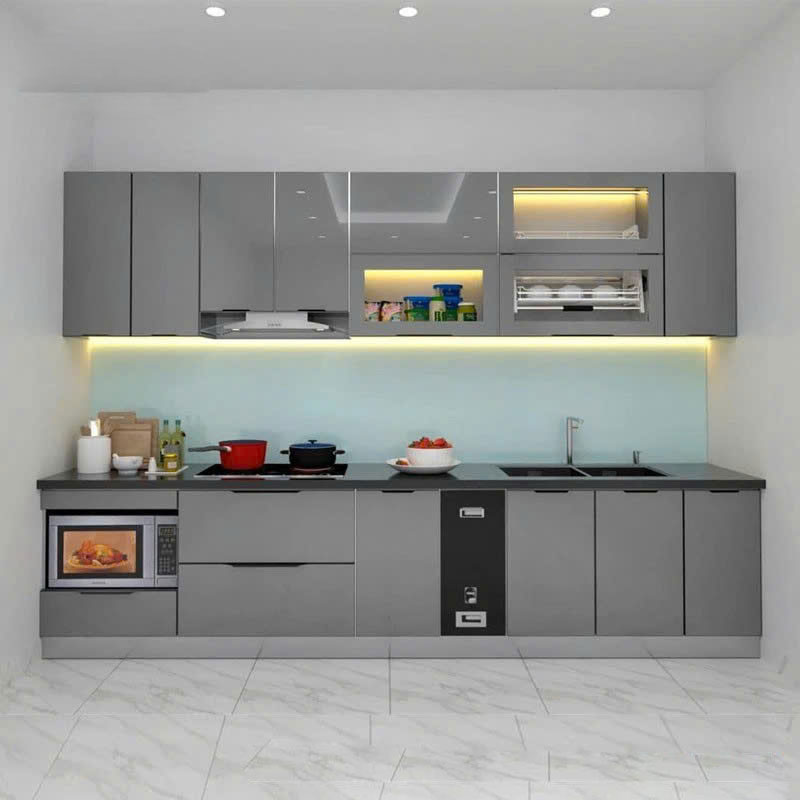 tủ bếp màu xám