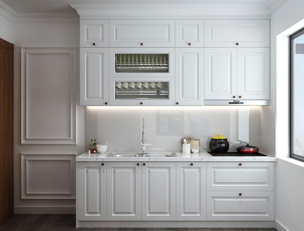 tủ bếp màu trắng