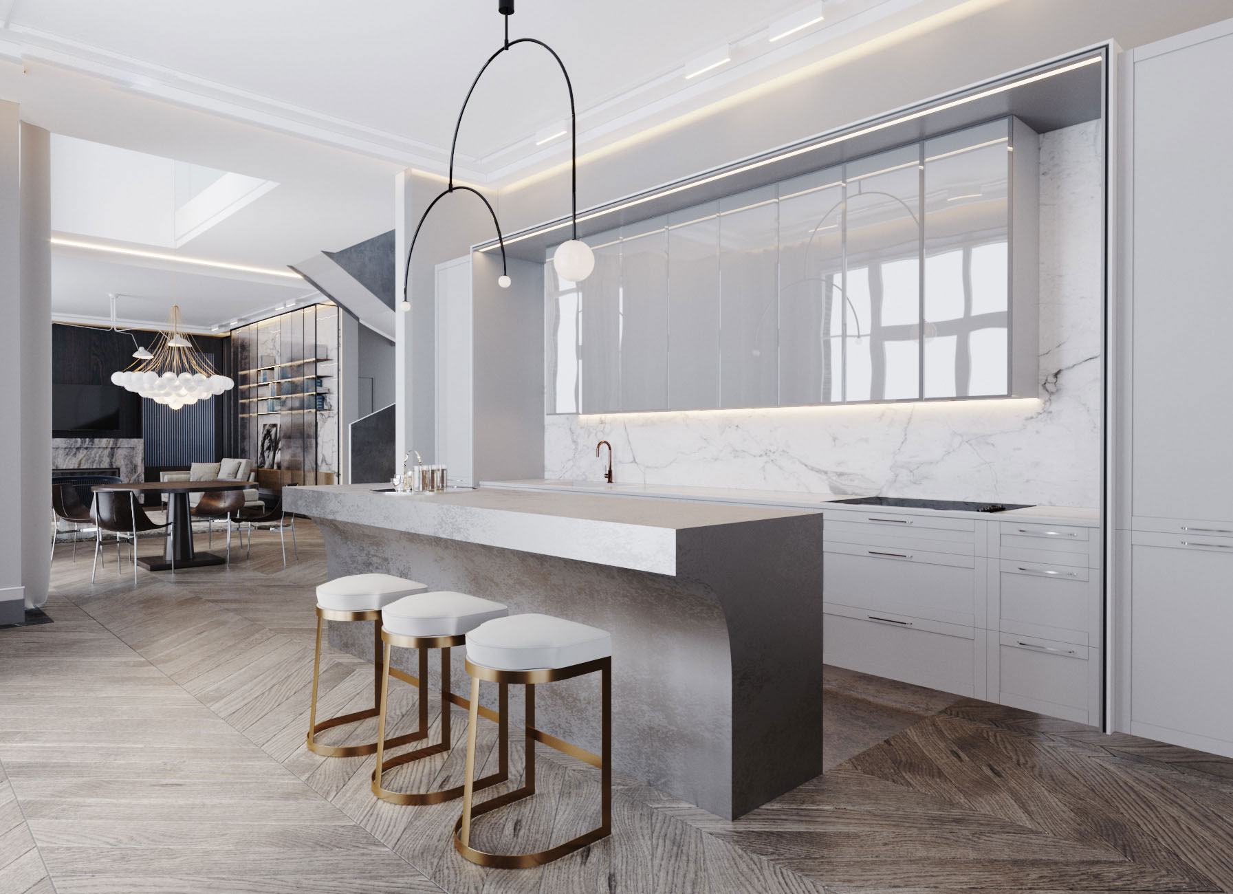 tủ bếp màu trắng