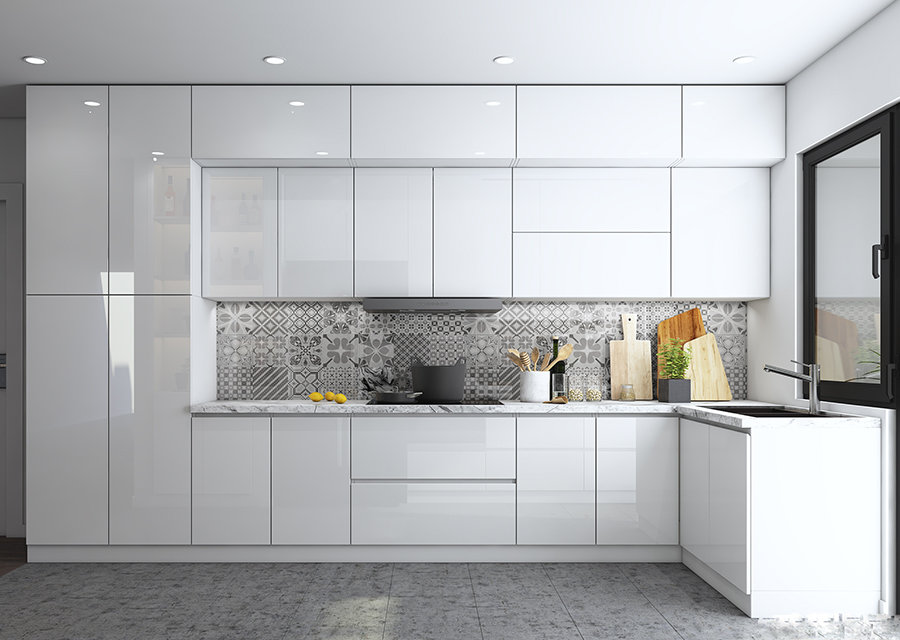 tủ bếp màu trắng