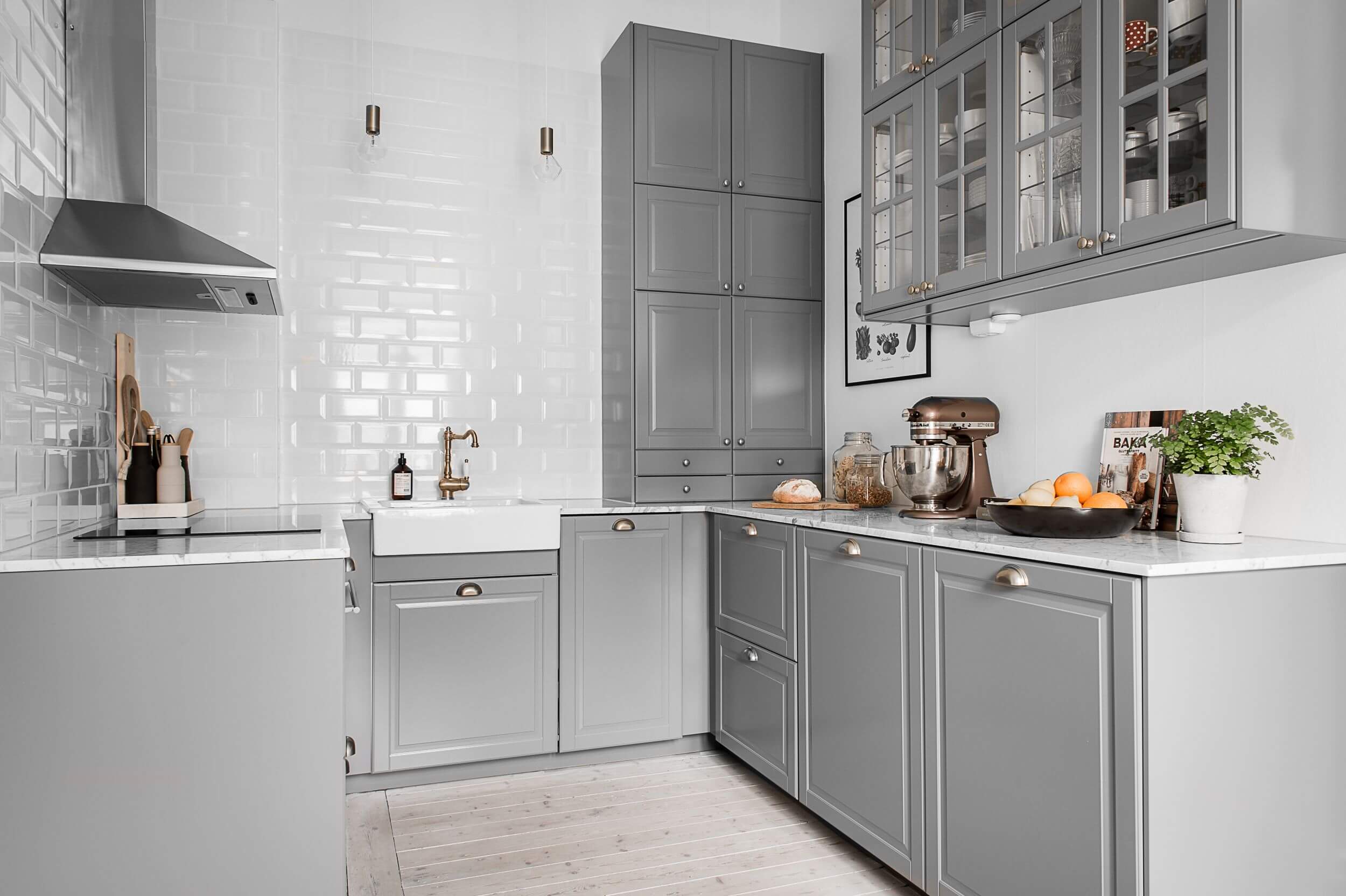 tủ bếp màu xám