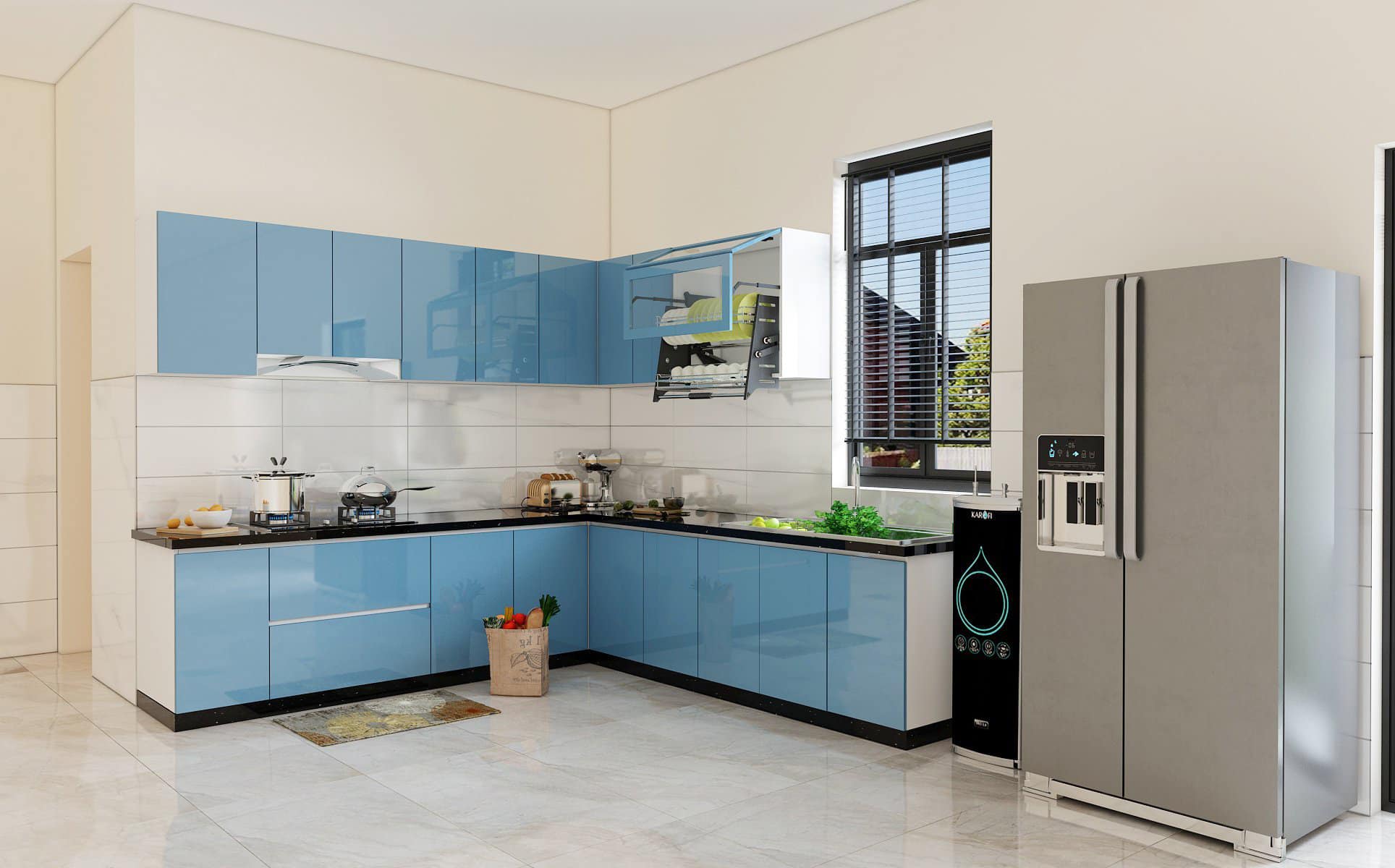 tủ bếp màu trắng