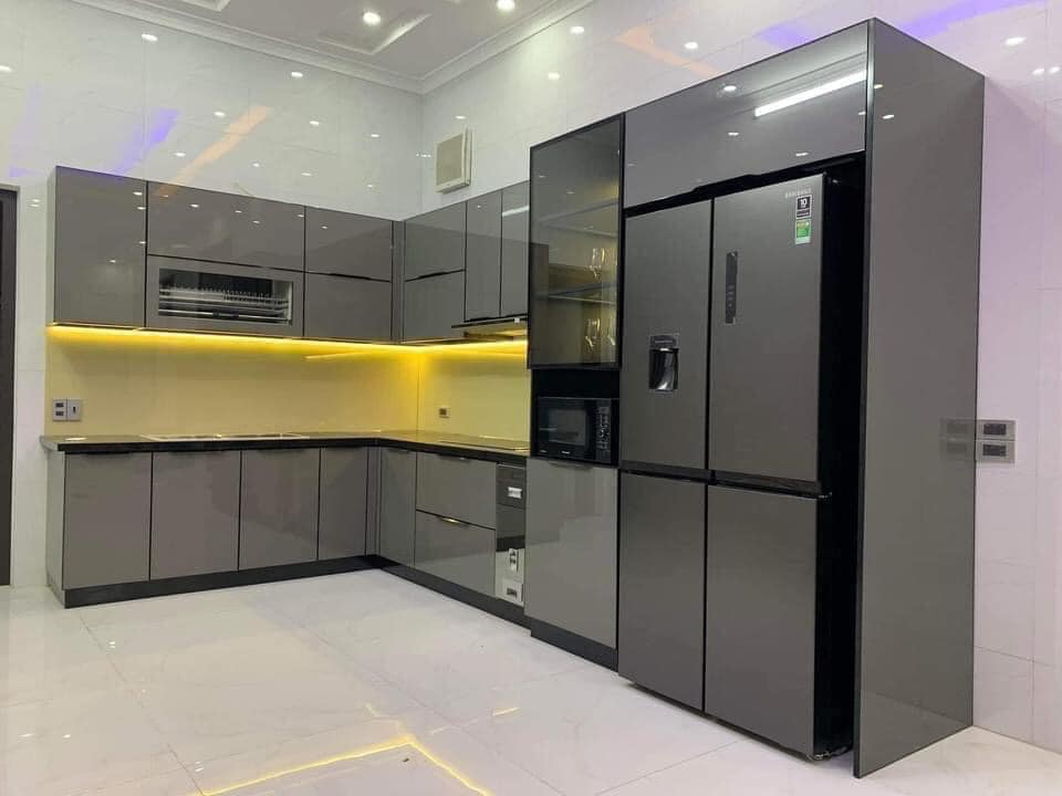tủ bếp màu xám