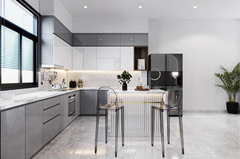 tủ bếp có quầy bar