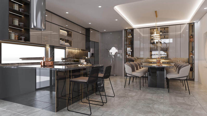 tủ bếp có quầy bar