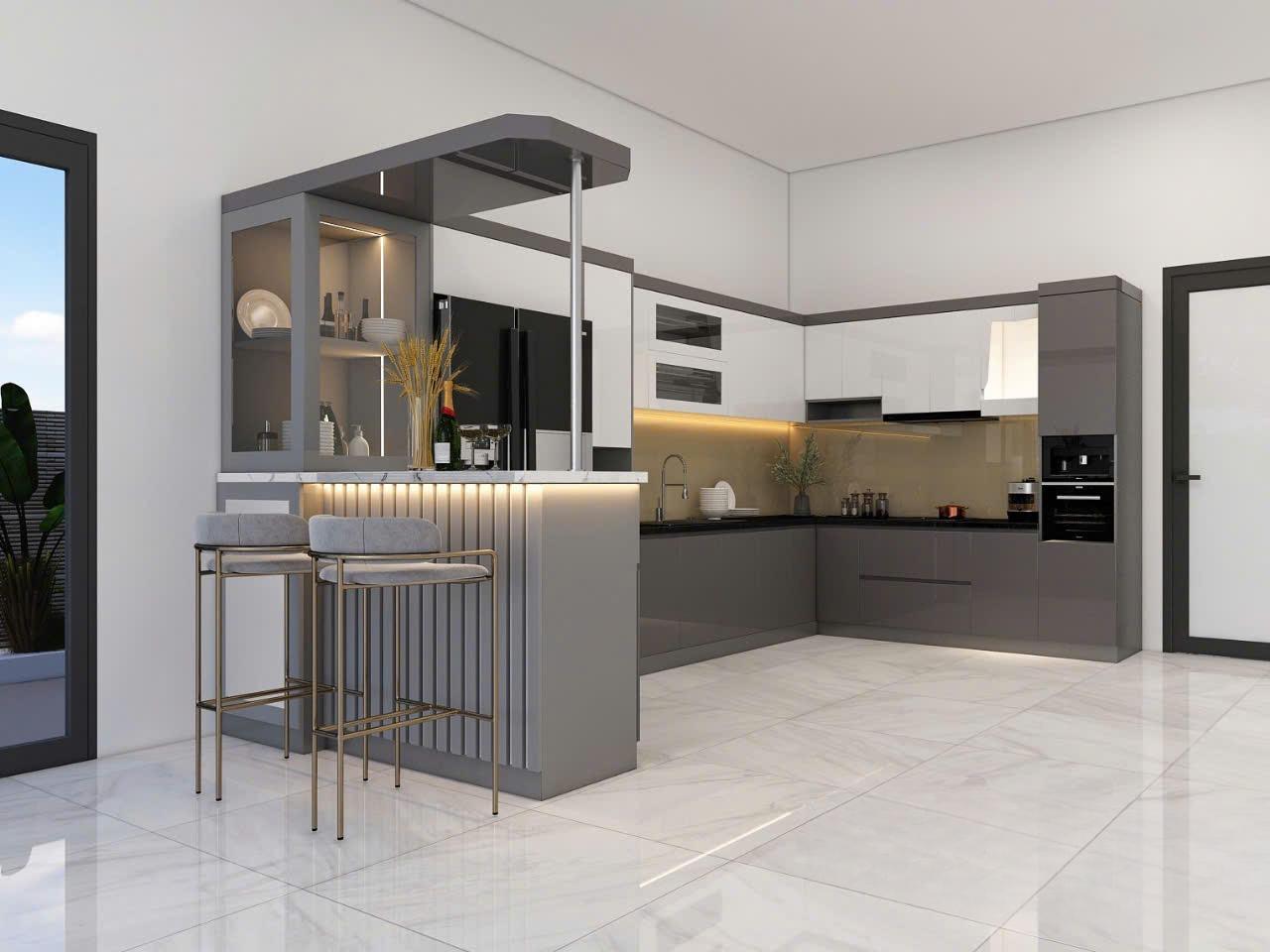 tủ bếp có quầy bar