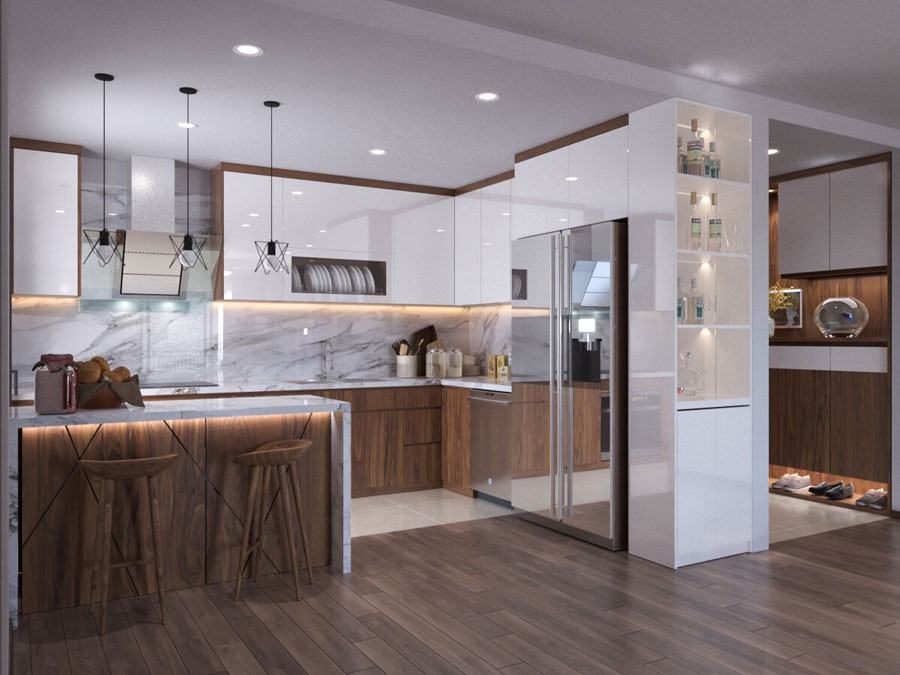 tủ bếp có quầy bar