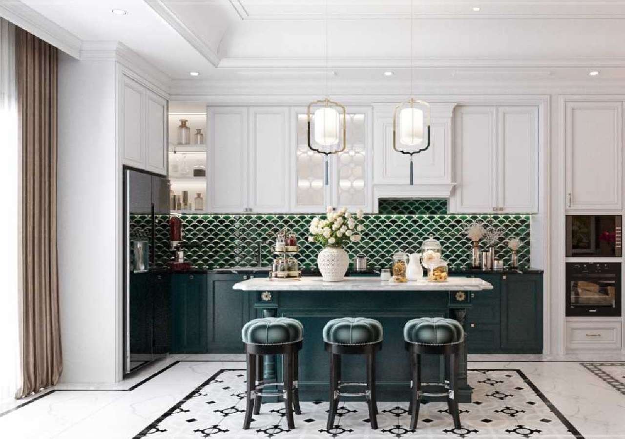 tủ bếp có quầy bar