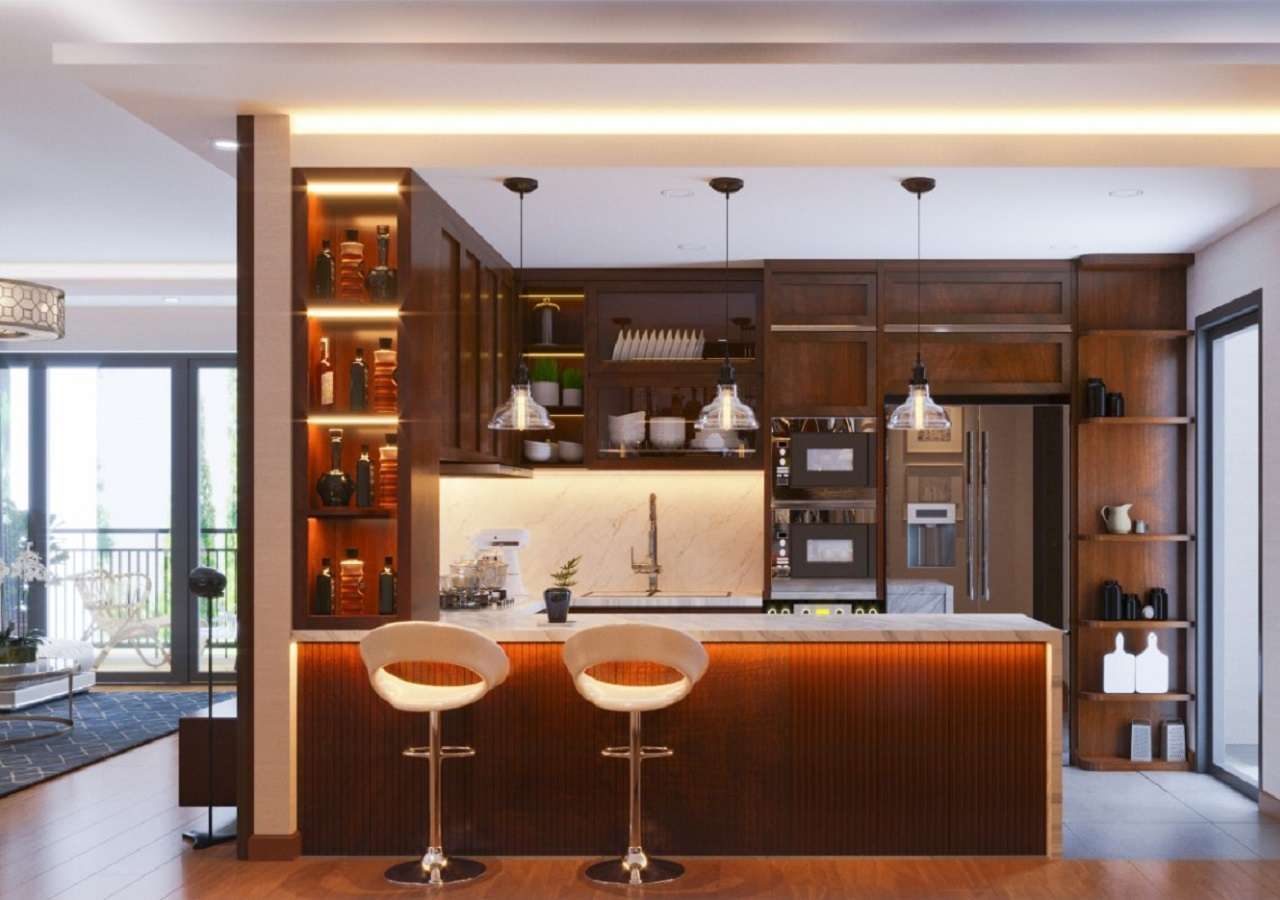 tủ bếp có quầy bar