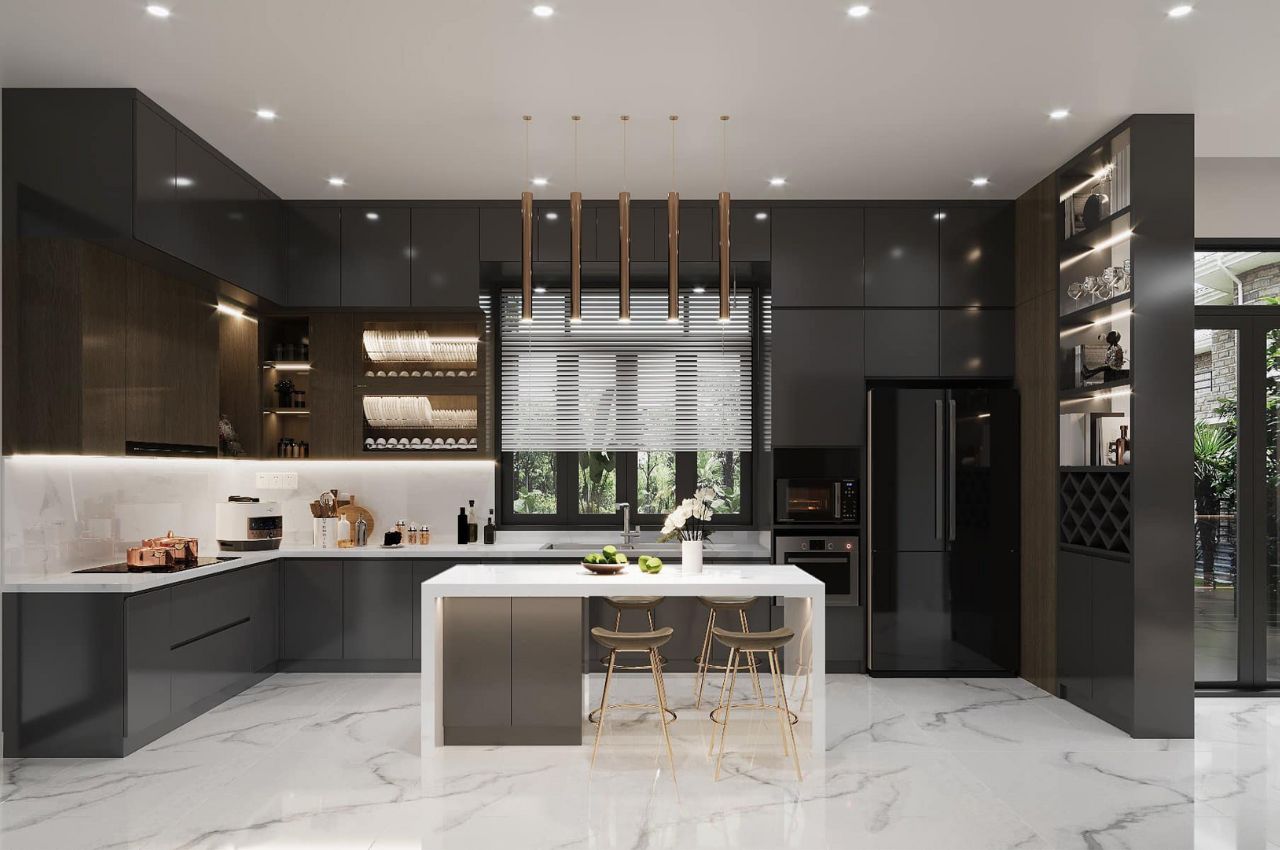 tủ bếp có quầy bar