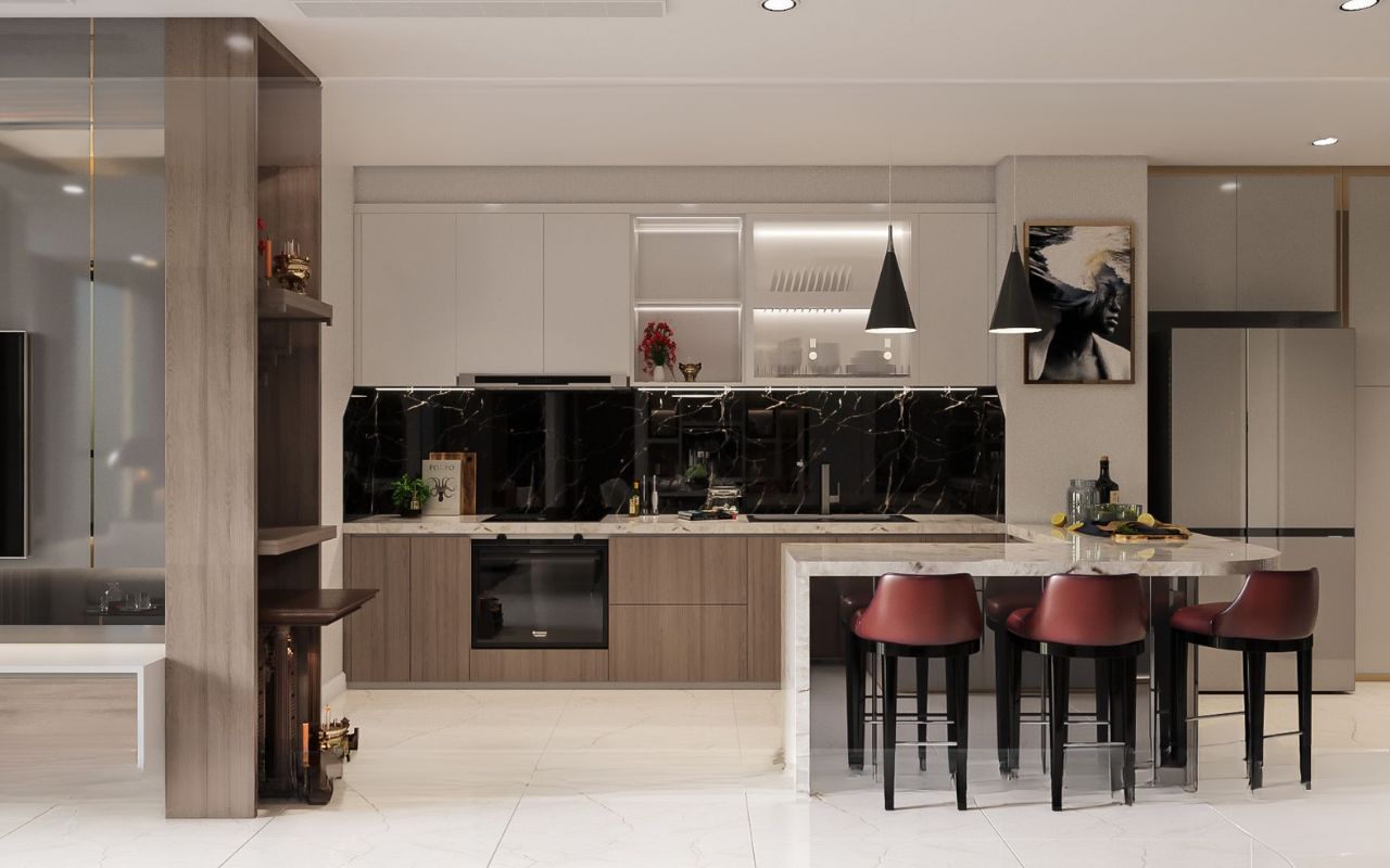 tủ bếp có quầy bar