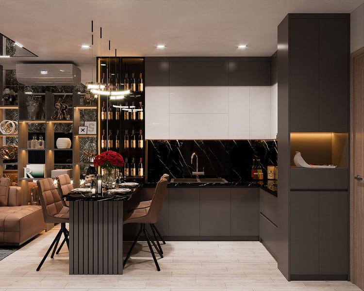 tủ bếp có quầy bar