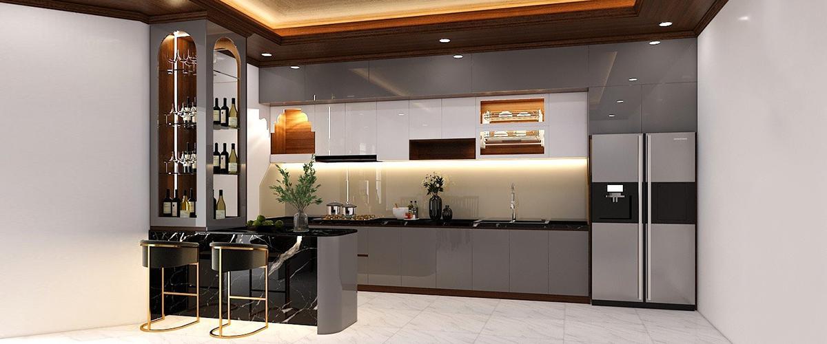 tủ bếp có quầy bar