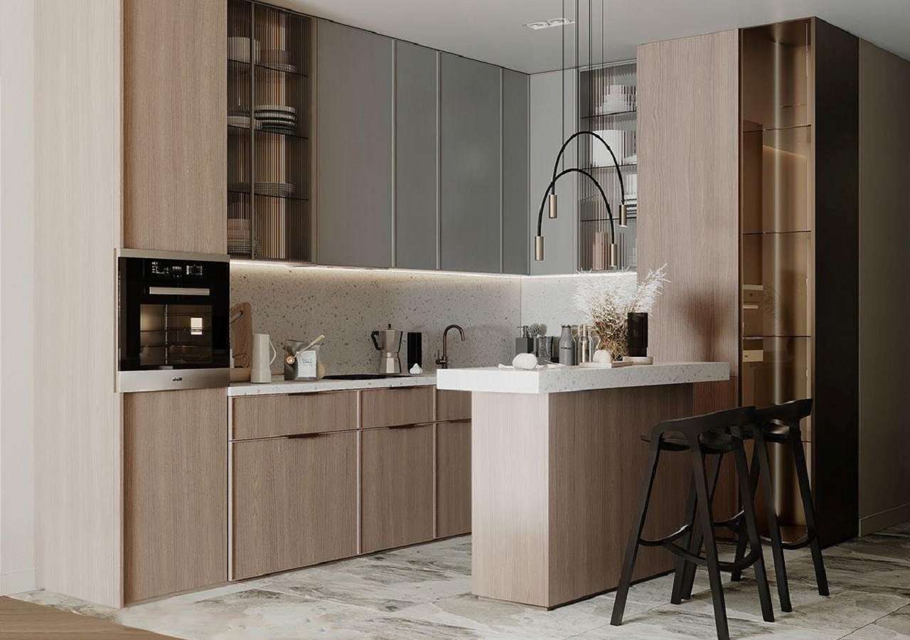 tủ bếp có quầy bar