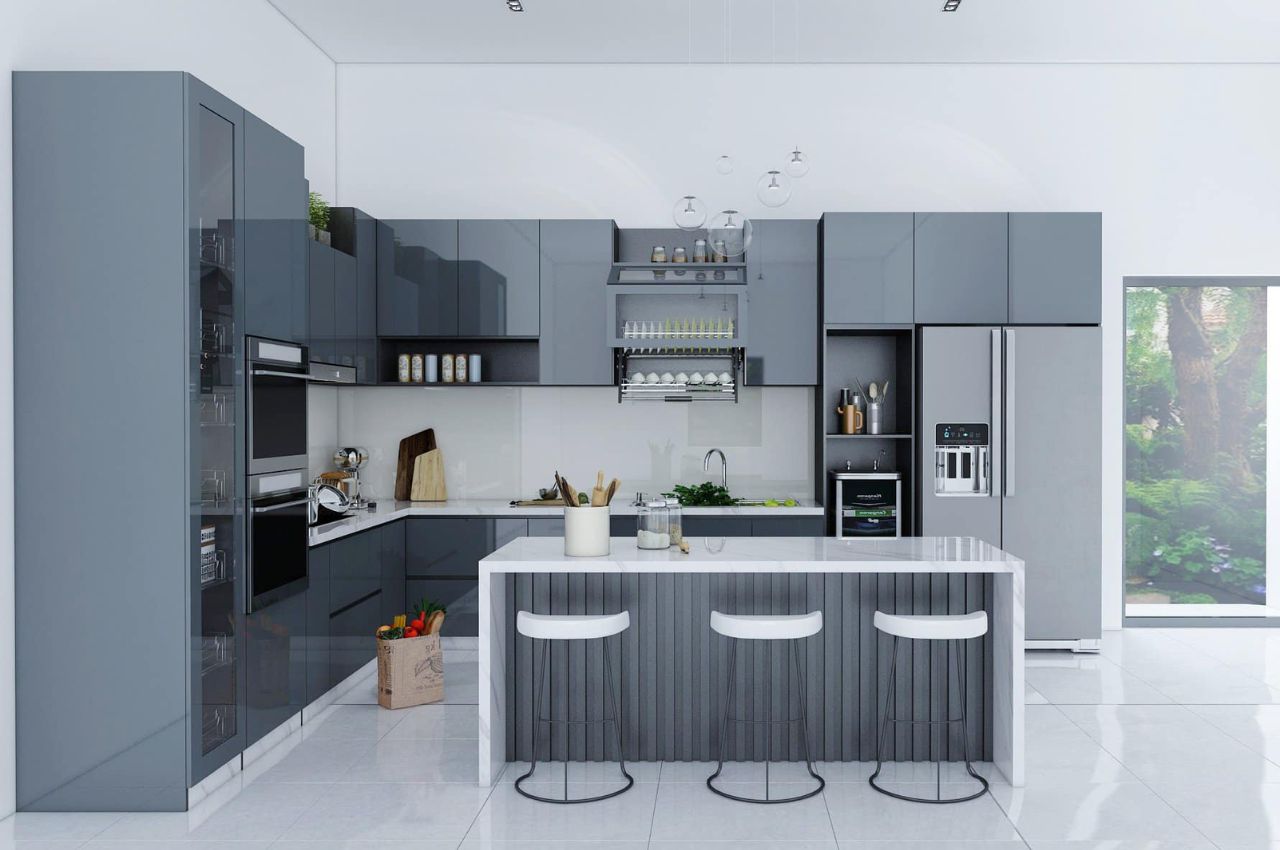 tủ bếp có quầy bar