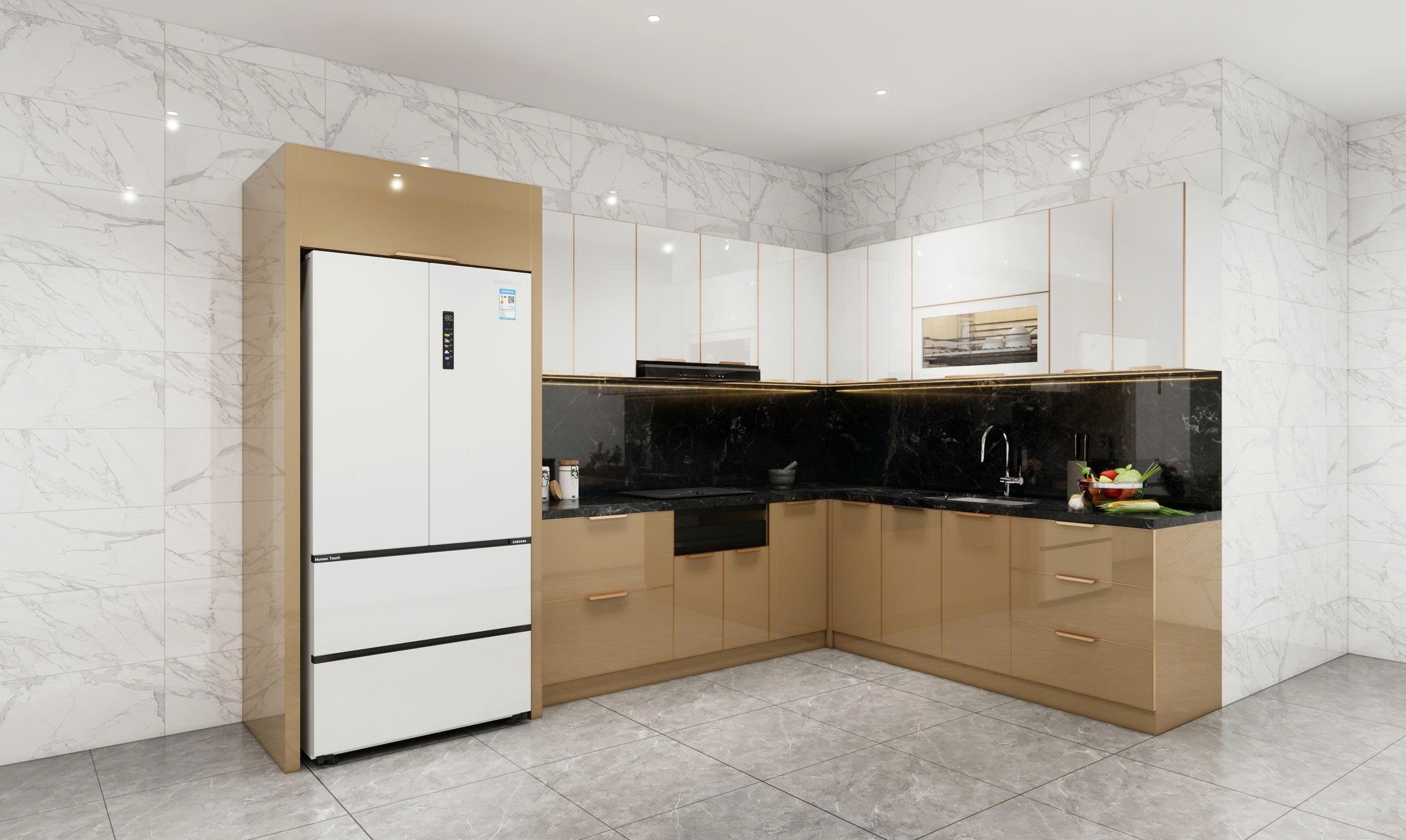 tủ bếp inox cánh kính