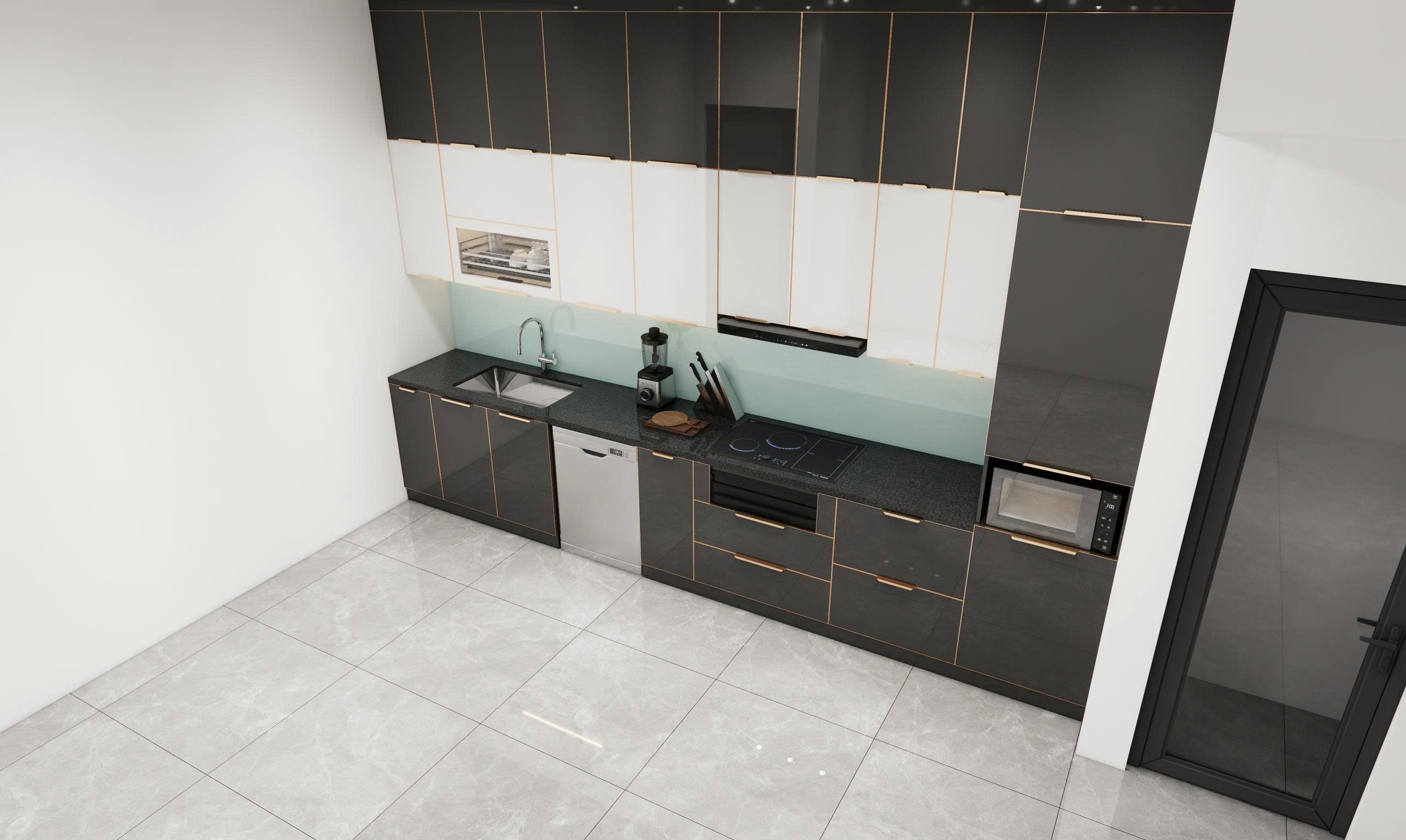 tủ bếp inox cánh kính