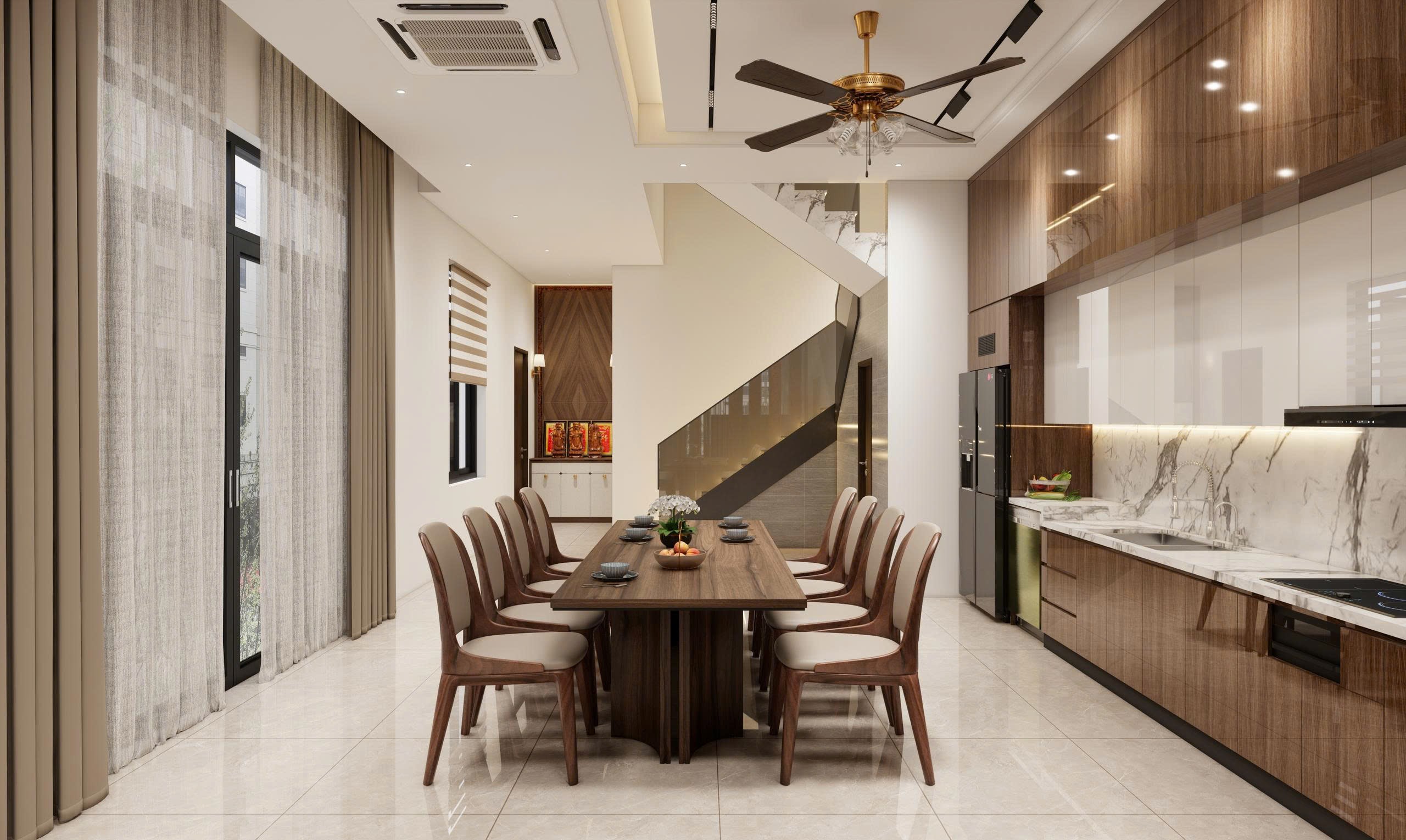 tủ bếp inox cánh kính