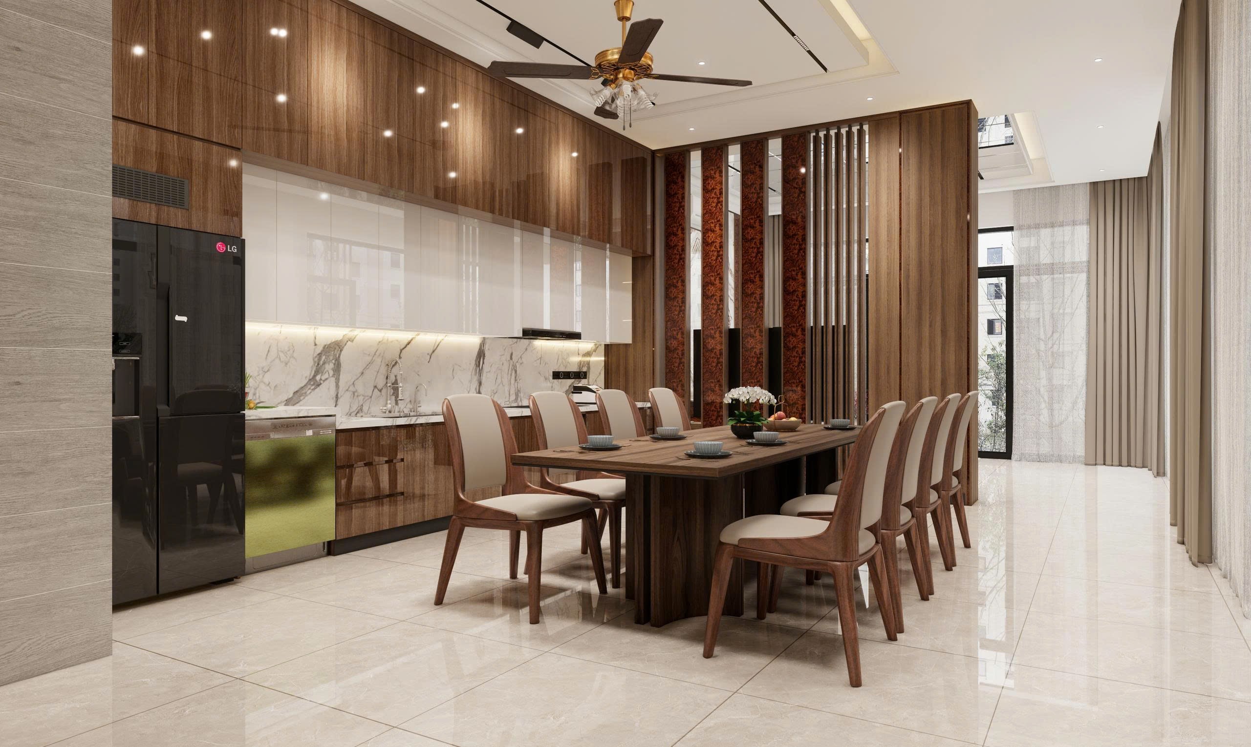 tủ bếp inox cánh kính